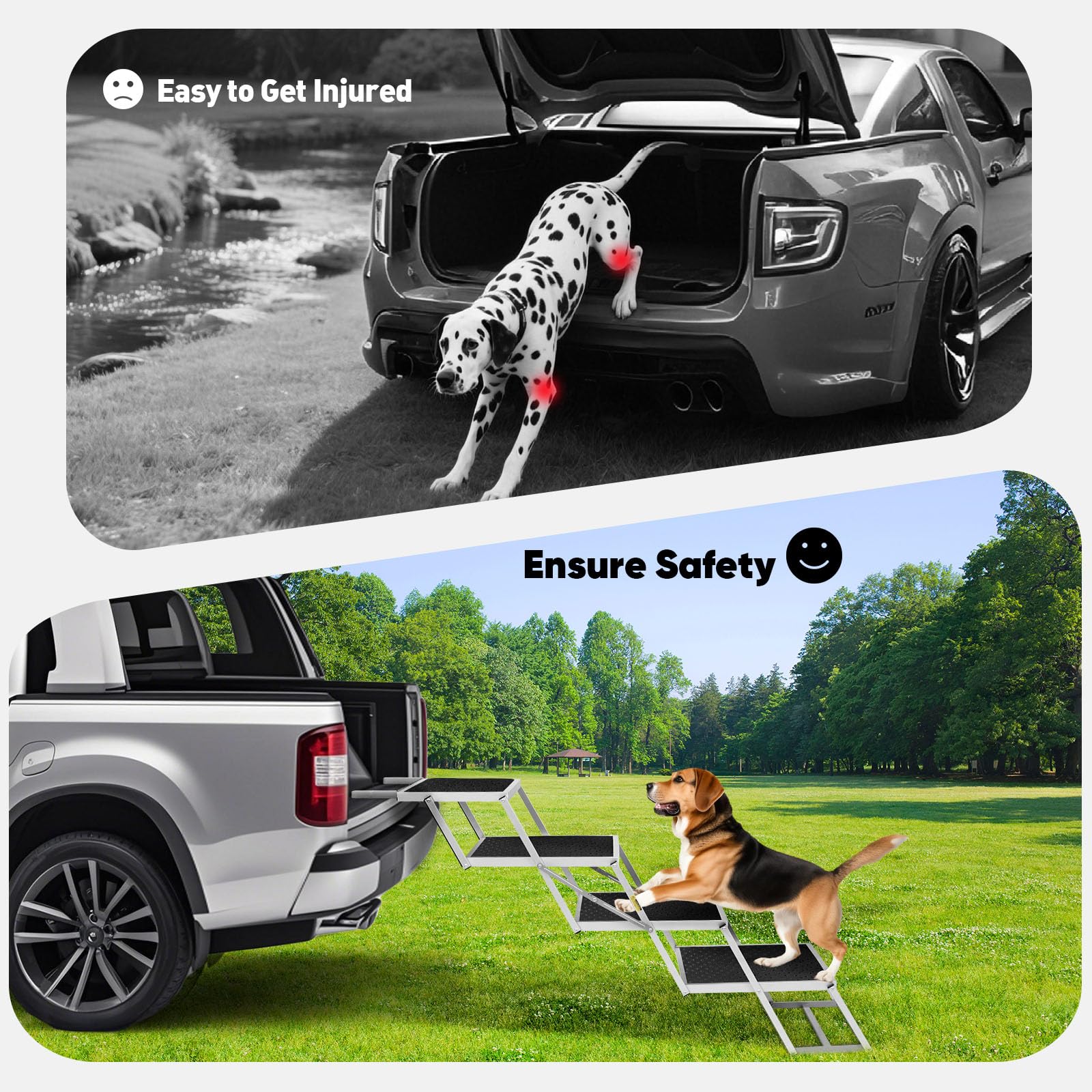 Extra Wide Dog Stairs for Large Dogs, Foldable Dog Ramp for Car with Non Slip Surface, Portable Pet Steps for Cars, SUV, High Beds, Trucks, Supports up to 200 lbs (for The Trunk of The Car Only) - image 5