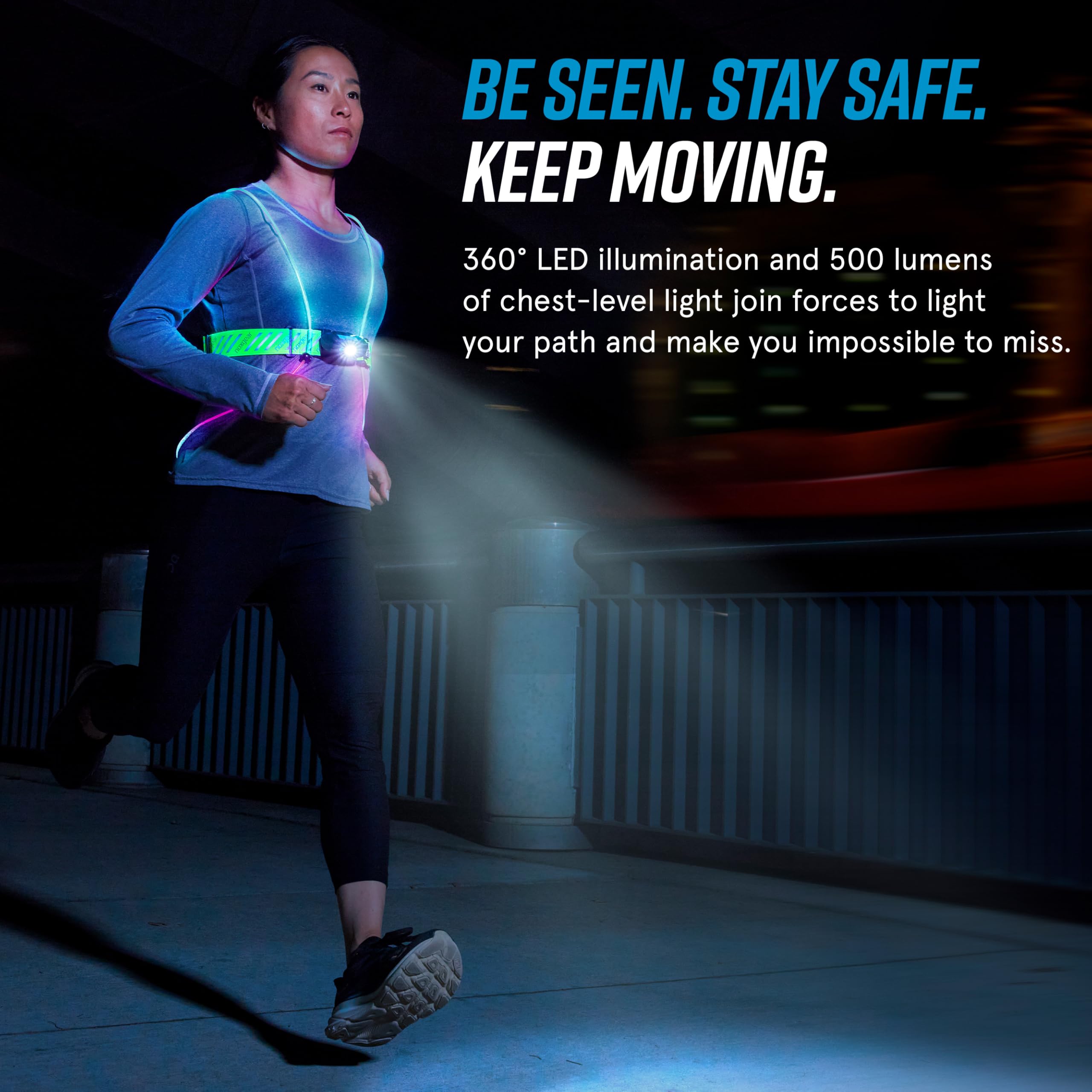 Noxgear Tracer360 - Chaleco reflectante y iluminado para correr o ciclismo