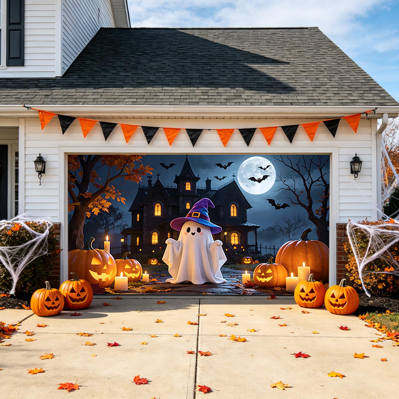 Baner na drzwi garażowe na Halloween, przerażające dekoracje na