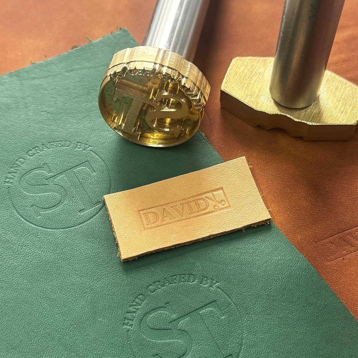 XRLSG Custom Leather Stamp Personalized Leather Brass Embossing with Logo Text Hammer Press Leathercrafting Tool Gift for Leather Craftsman Dad Husband Boyfriend