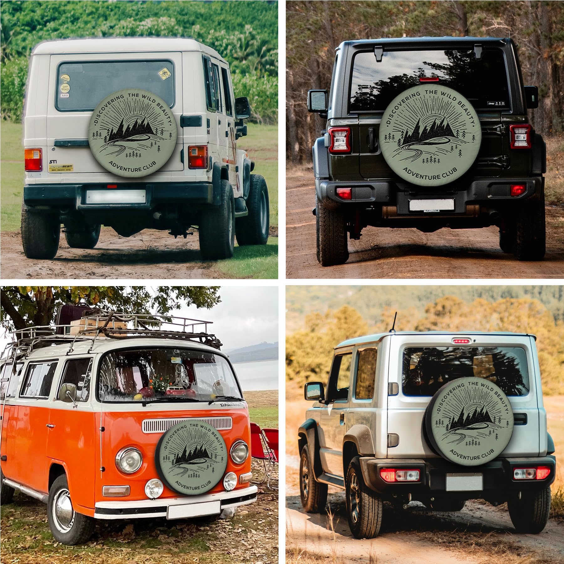 ‌ITINSPACE Club Auventure Funda Rueda Accesorios Caravana para Autocaravana - A Prueba de Polvo, Antióxido - Tapacubos 15 Pulgadas(69-75 cm)