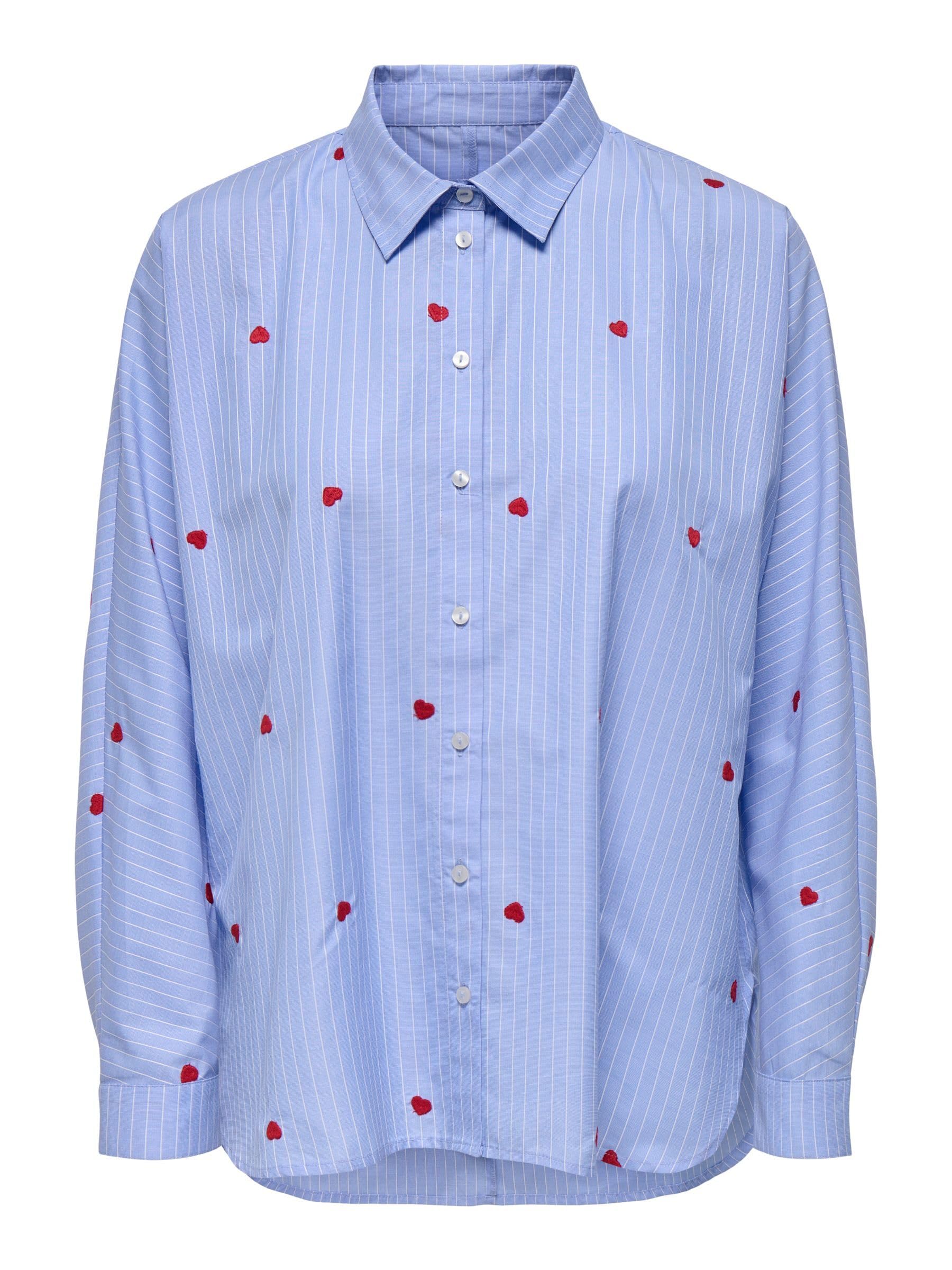 Only Women's Moonlight Blue 1 Onlnew Lina Grace Stripe Emb Shirt Blouse, Xl Uk