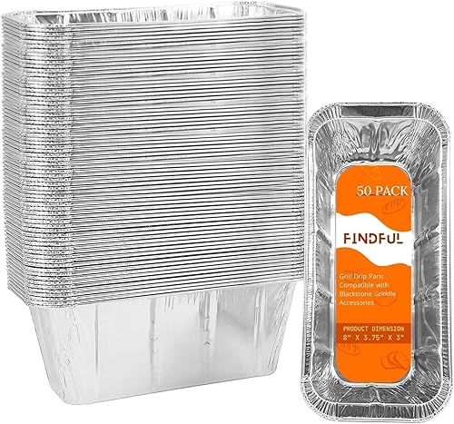 Paquete de 50 forros para bandeja de goteo Blackstone, bandeja de aluminio desechable para 17, 22, 28, 36 pulgadas, bandeja de goteo Blackstone,