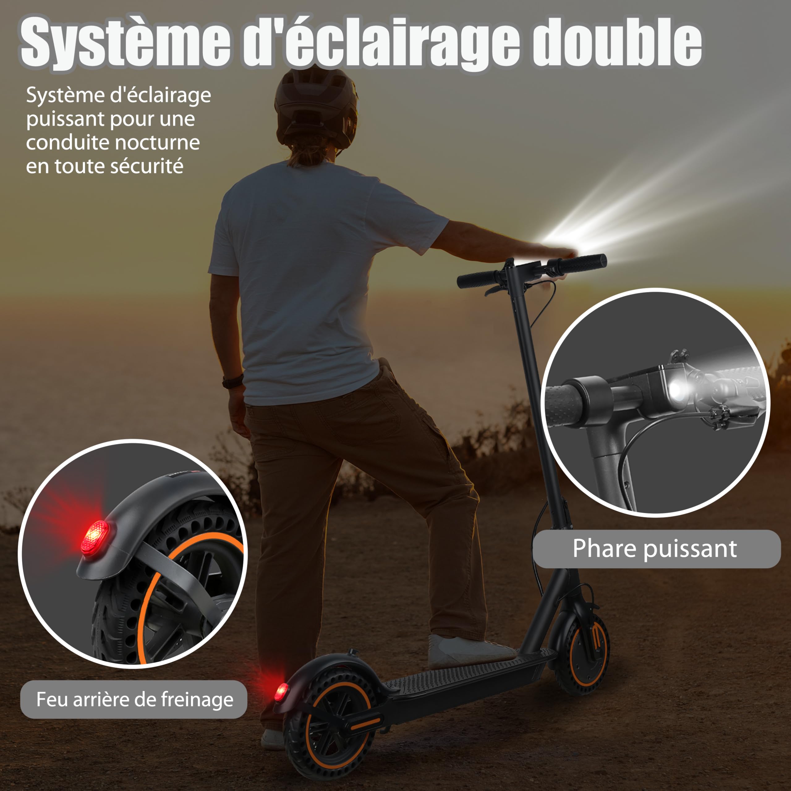 Trottinette Electrique Adulte, Endurance 30 Km, Vitesse Maximale 25 Km/h, Scooter éLectrique Universel pour Hommes et Femmes,Convient Aux Enfants De 14 Ans Et Plus, Noire