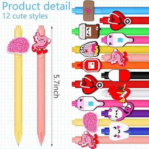 Miniatura 2 de 48 bolígrafos para enfermeras, regalos de agradecimiento, lindos asistentes médicos, bolígrafos de gel de tinta negra, retráctiles, novedosos