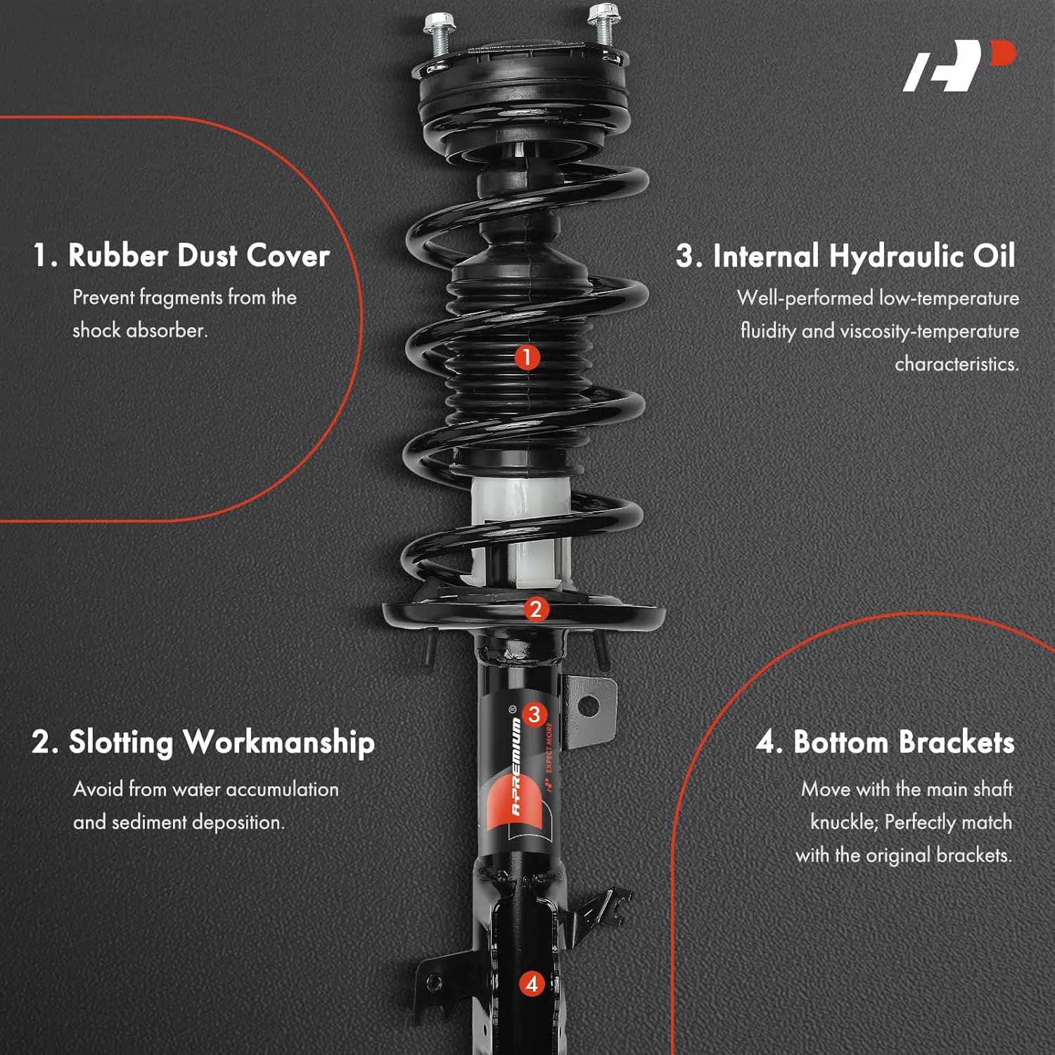 A-Premium Front Complete Struts Compatible with Ford Fiesta 2014-2019 - 2x Replacement Suspension Shock Absorber with Coil Spring Assembly