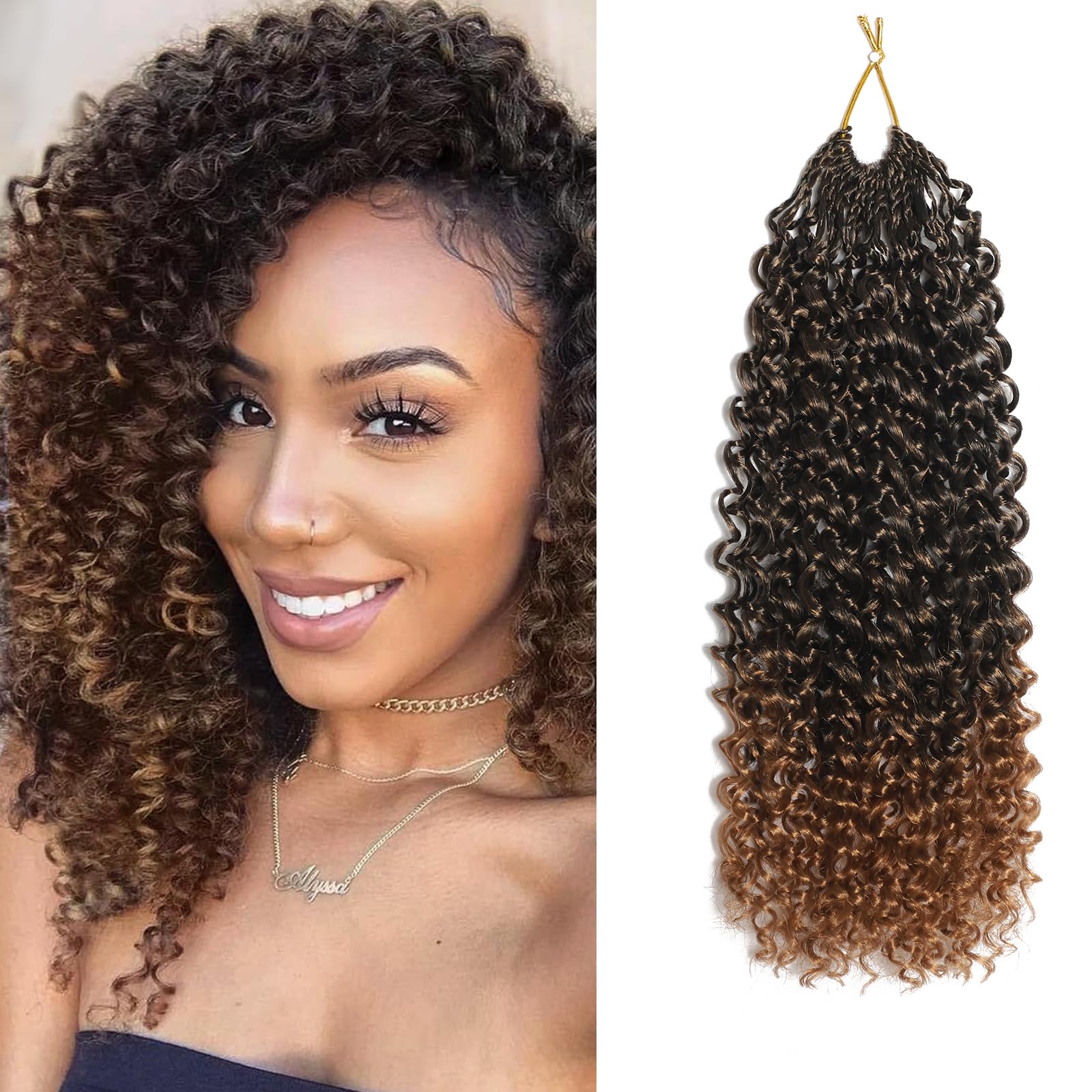 FLWAI Pre Looped Micro Kinky Curly Crochet Hair for Mini Passion Twist 8 Packs 12 Inch Kinky Twist Synthetic Wavy Curly Crochet Hair Extensions for Black Women (1B/T30