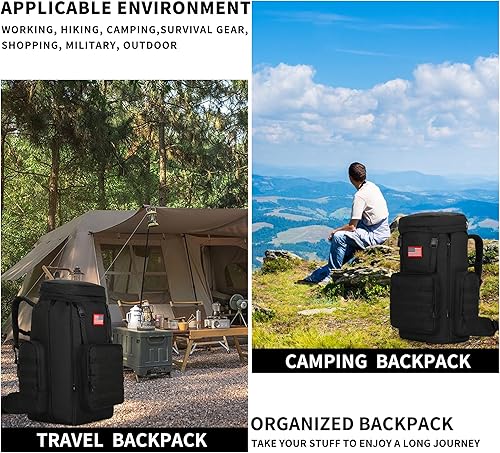 Miniatura 6 de Mochila de camping extra grande para hombres, mochila de senderismo grande, mochila impermeable de 60 litros 70l85l, 7085L