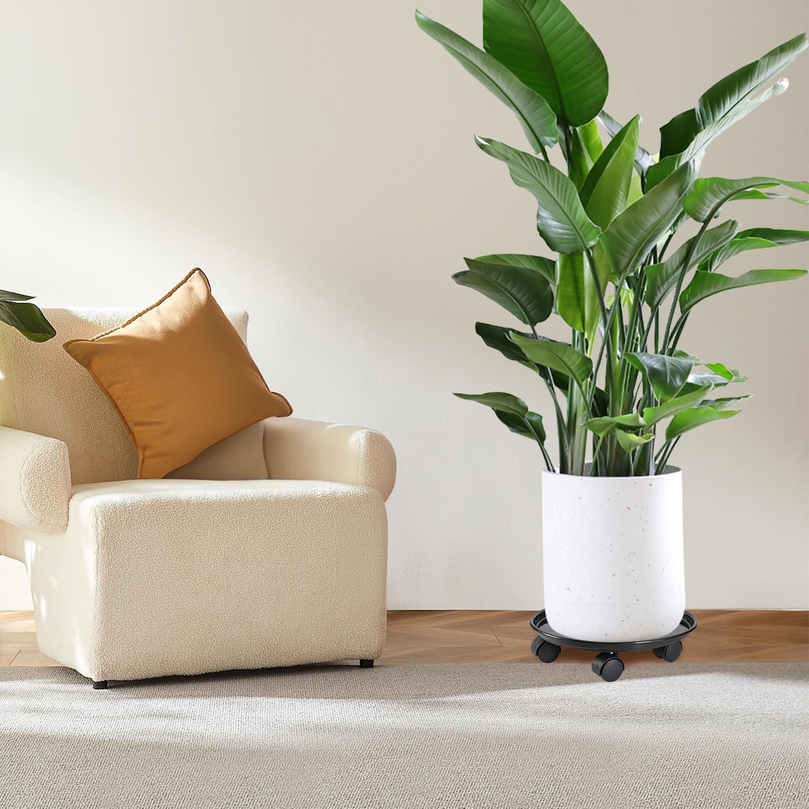 3 Pièces Chariot Roulant pour Plantes Rond Sous-Pot avec Roulettes Universelles Support pour Plantes Chariot Mobile pour Intérieur et Extérieur Capacité de Charge 50 kg 30 cm Noir