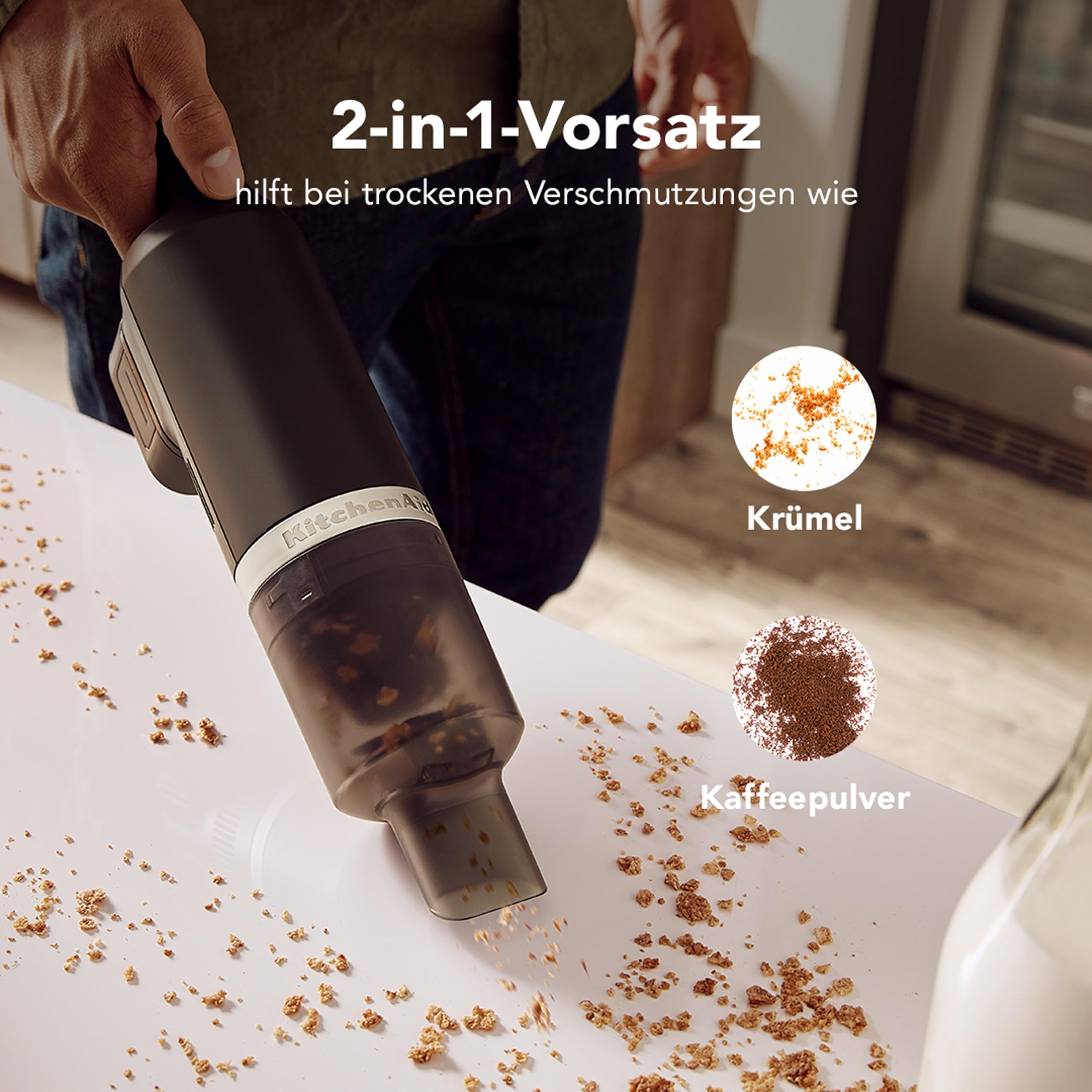 KitchenAid Handstaubsauger kabellos - Go Cordless - Saugdüse und 2-in-1 Zubehör - Leicht - 20 Minuten Nutzungsdauer pro Ladung - Ohne Akku - Schwarz