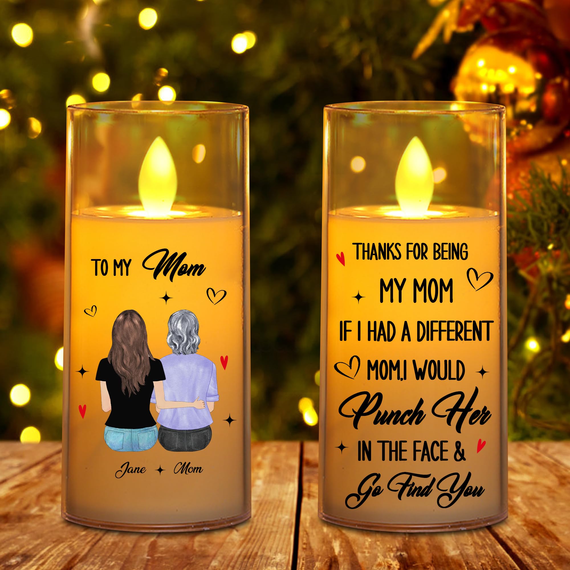 NOONATIVE to My Mom Candle,Personalized Custom LED Flameless Candle with Name Portrait,Mother's Day Gift for Mom Grandma