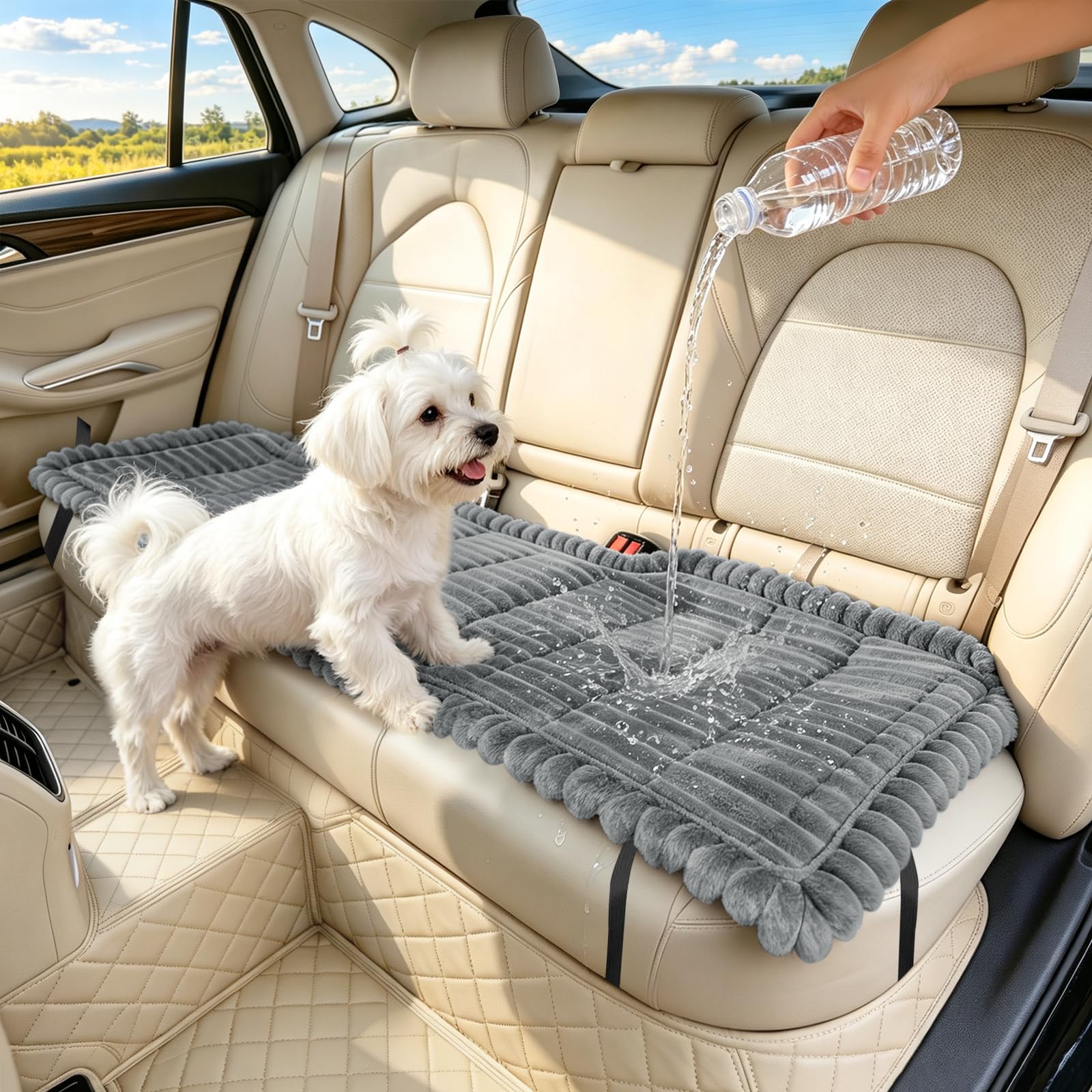 SYLC Dog Bed for Car Back Seat, Non-Slip Car Seat Cushion Cover Waterproof