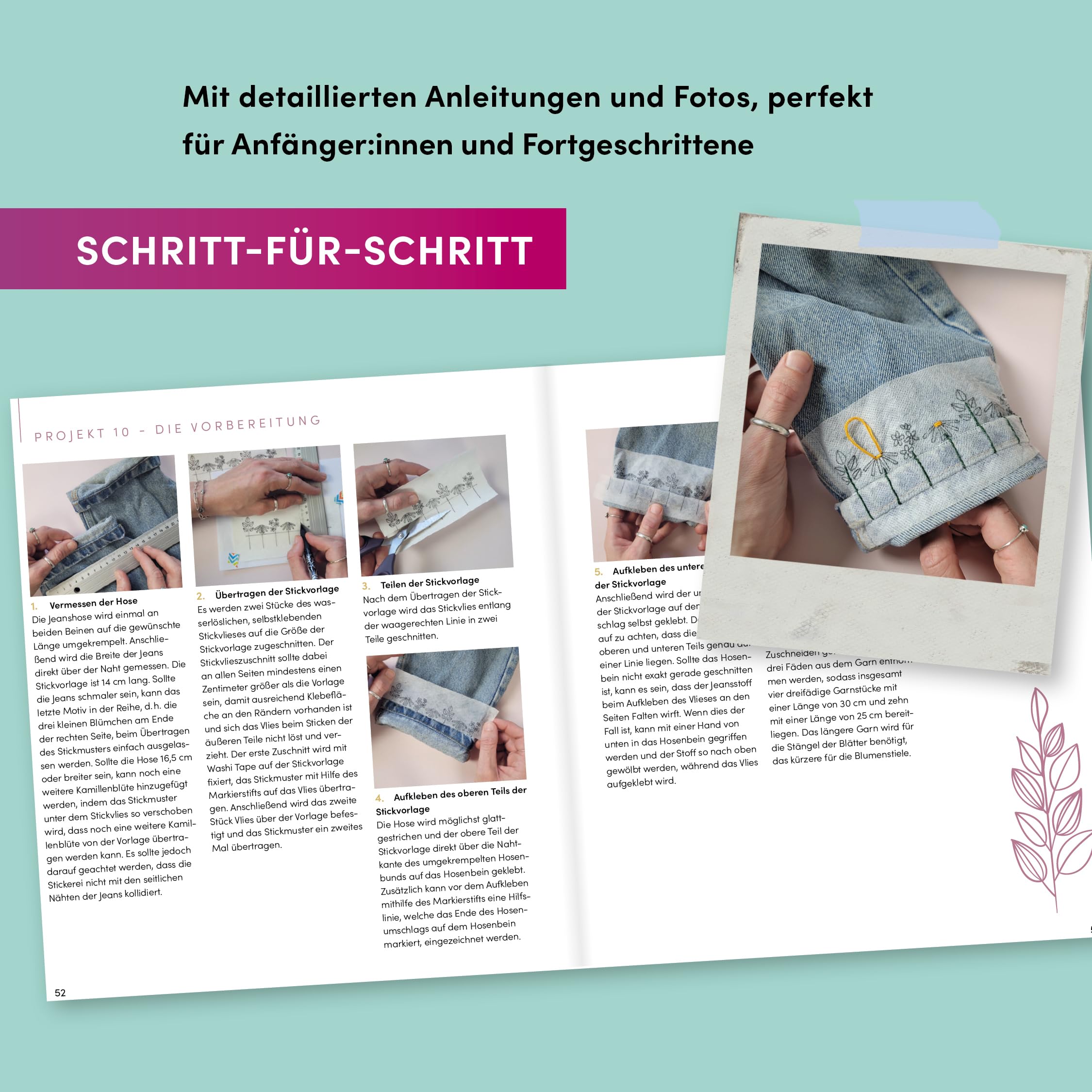 Let's Stitch Flowers by @fredi_boldt: Florale Stickereien auf Kleidung, Taschen und mehr