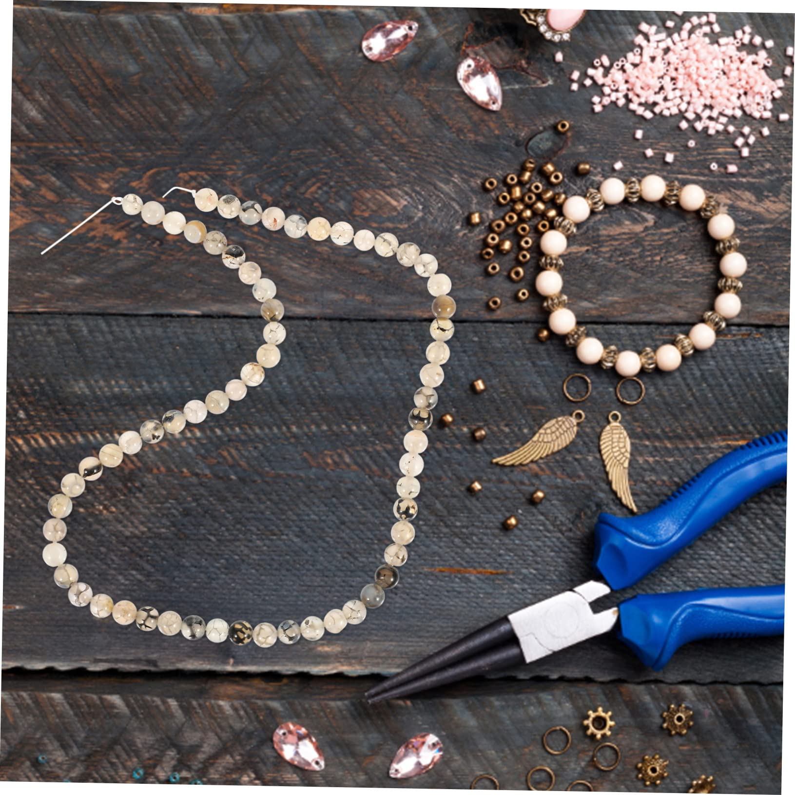 129 Perline Di Agata Blu Naturale 8mm - Foro 1mm, Per Gioielli Fai Da Te E Artigianato - Foto 5