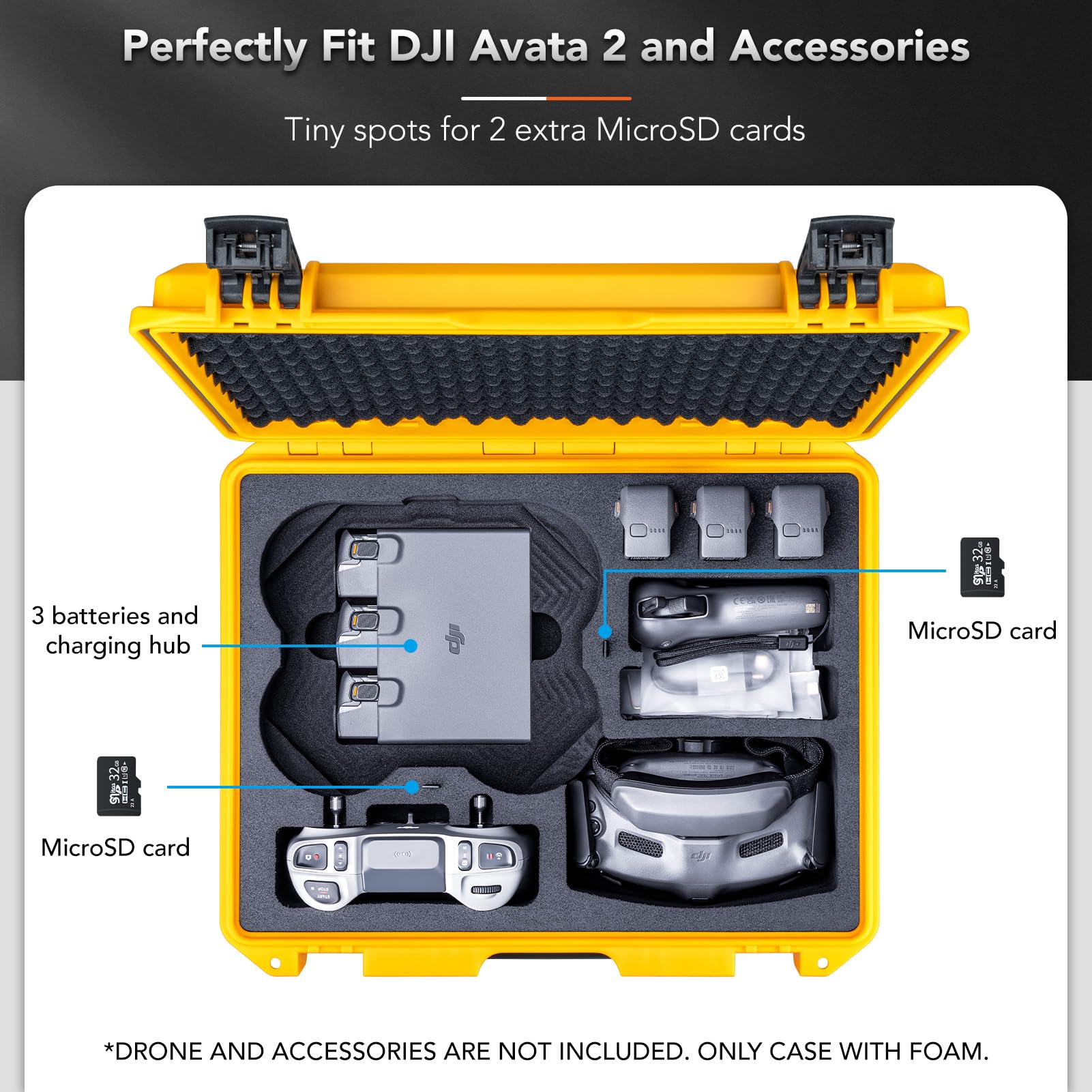 Lykus Titan AT200 Valigia Custodia Case impermeabile per DJI Avata 2,Goggles 3,RC Motion 3,FPV Remote Controller 3 e FPV telecomando 3, supporta fino a 7 batterie [SOLO VALIGIA]