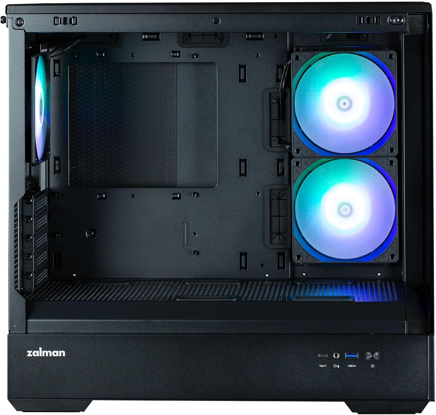 P30 Black ピラーレス + 強化ガラス構造 ショーケーススタイル Micro-ATX ミニタワー PCケース 【高通】 