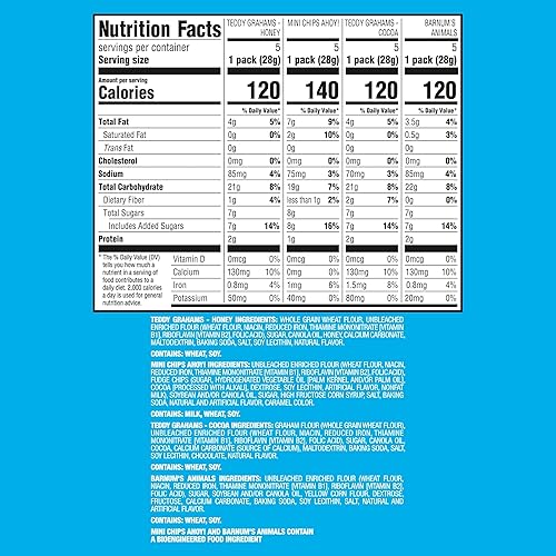 Miniatura 2 de Nabisco Fun Shapes - Paquete variado de galletas de animales de Barnum's, Teddy Grahams y CHIPS AHOY!, 20 paquetes de aperitivos