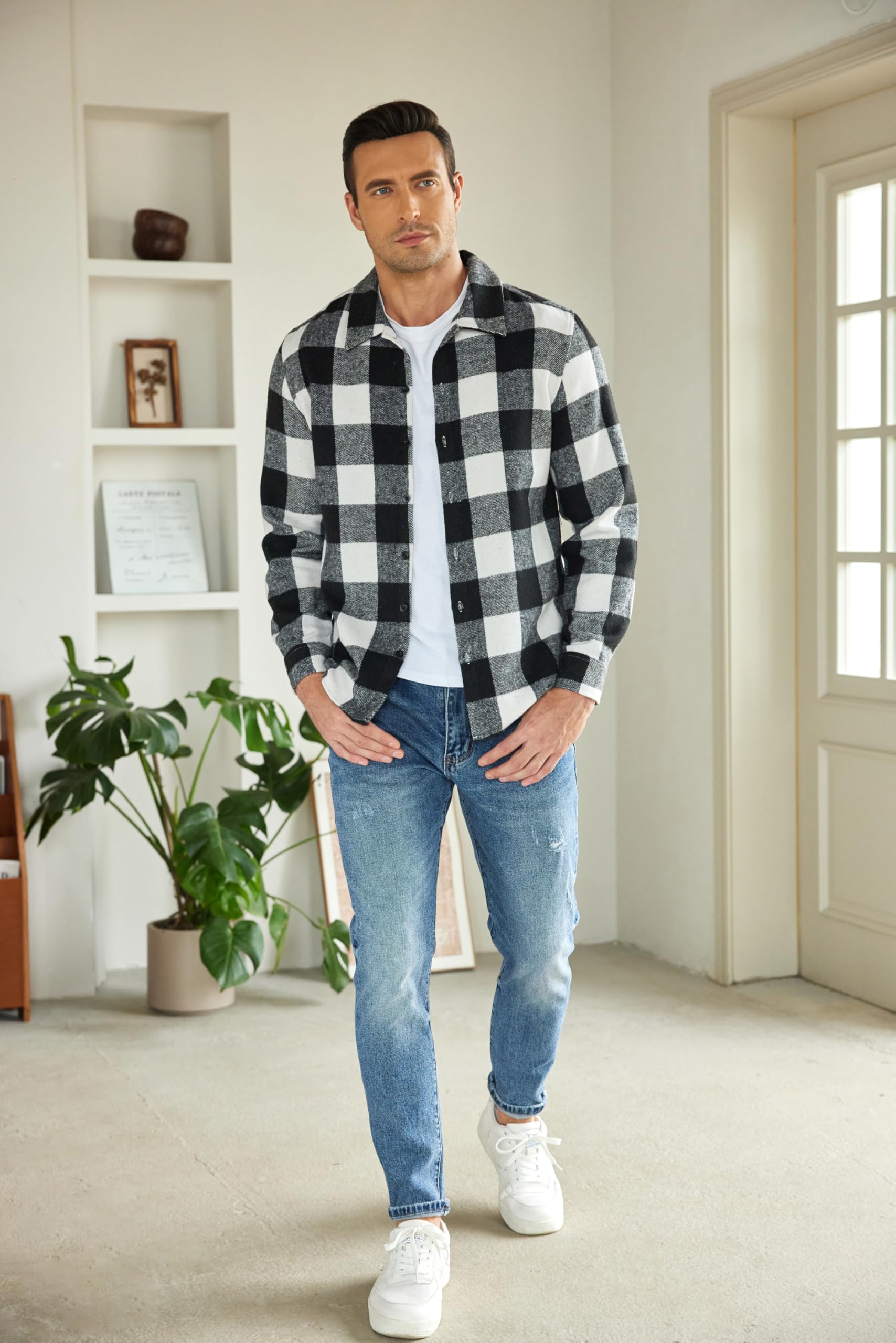 COOFANDY Camicia termica invernale in flanella da uomo, a quadretti, da falegname | Camicia per il tempo libero, a maniche lunghe, con bottoni, vestibilità regolare