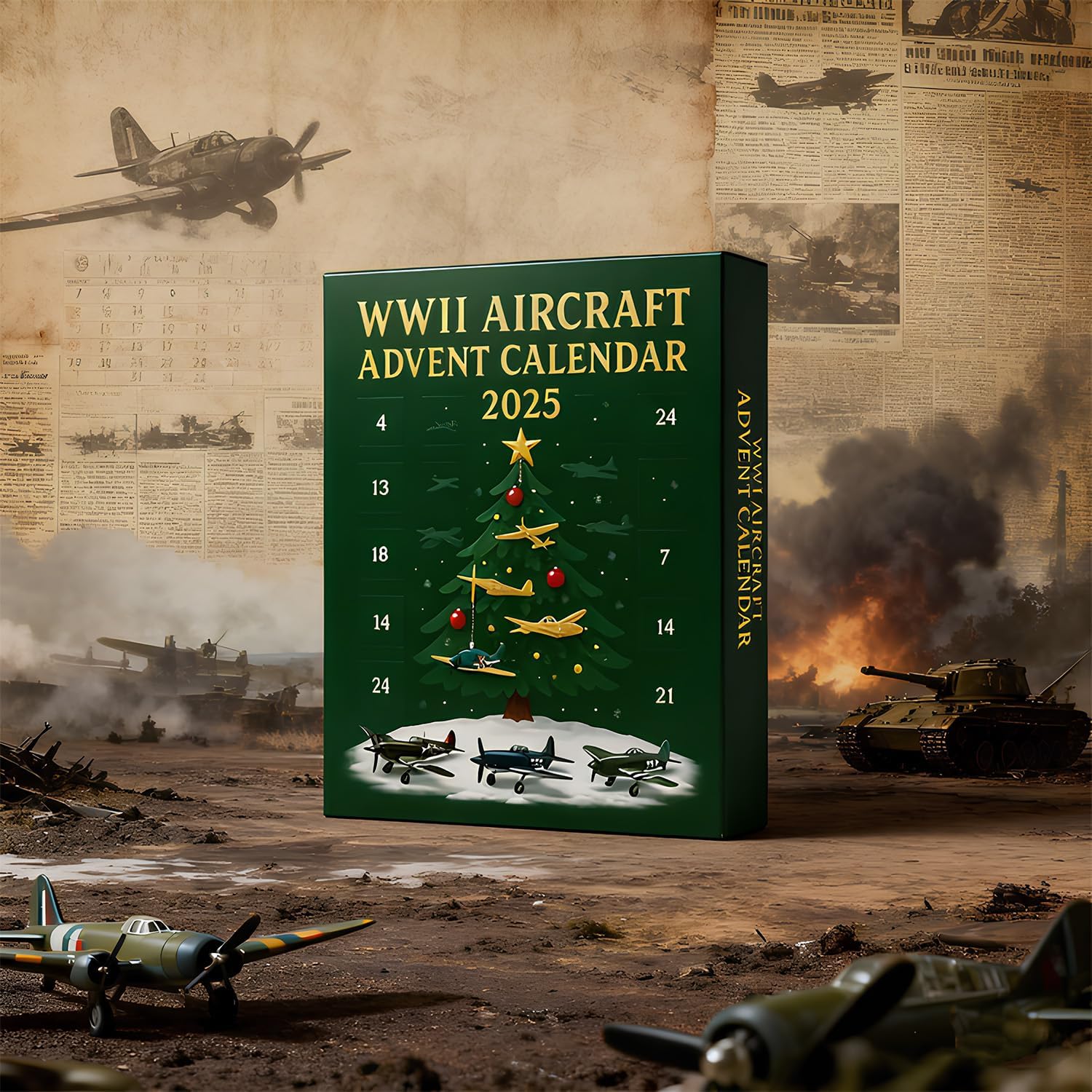 WW2 Marine Flotte Adventskalender 2025 - 24 Tage Countdown Mit Schiffs-Ornamenten