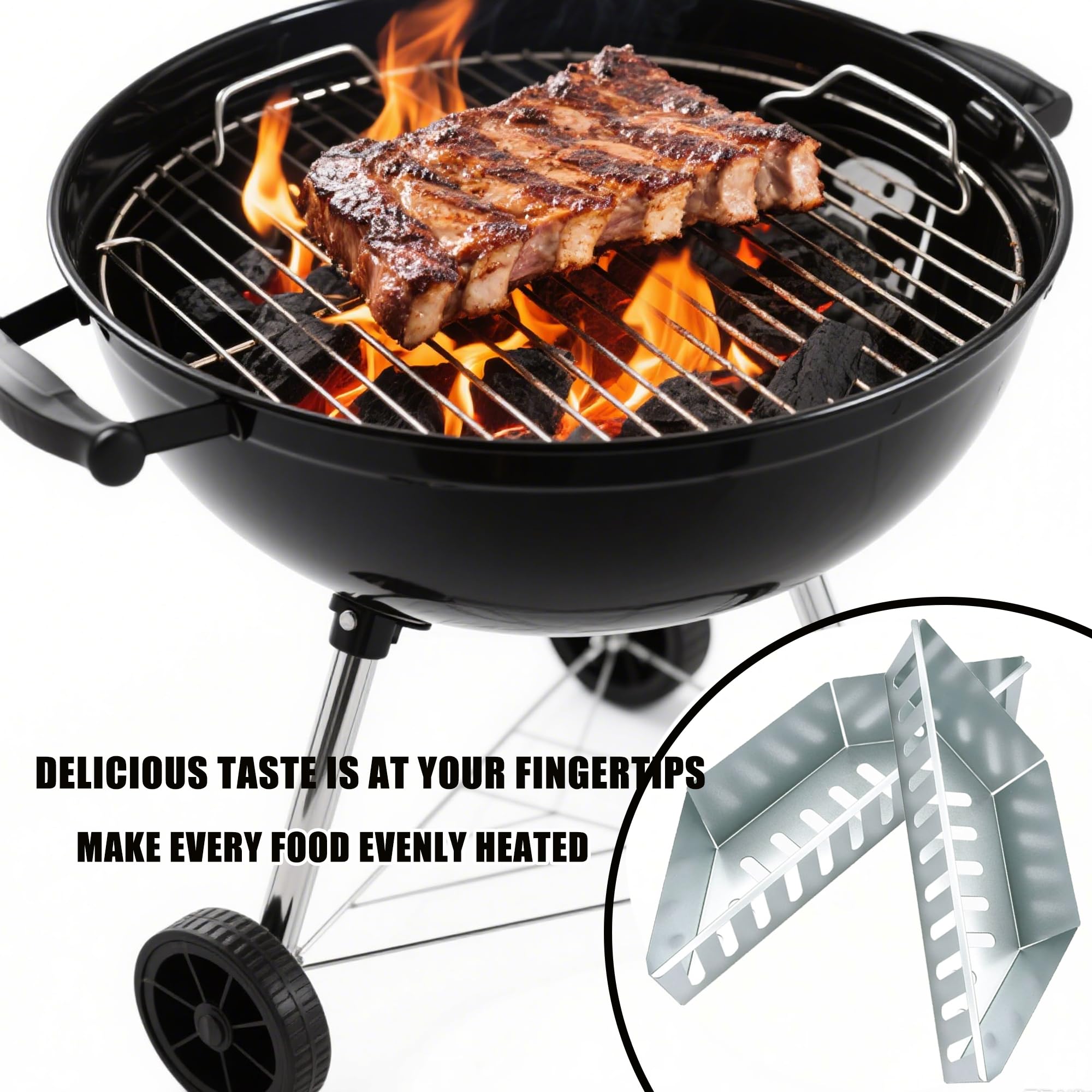 Cestino per Carbonella da Barbecue in Acciaio Inox BBQ Charcoal Basket, Pezzi per un Calore Uniforme Nella Griglia Del Bollitore, Cestino Di Carbone, Facile Da Pulire e Sovrappostibile