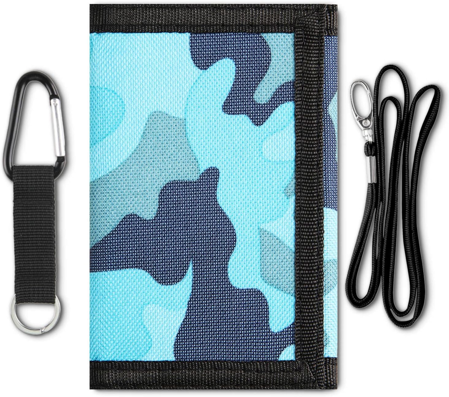 Kids Wallet for Boys with Lanyard, Little Boys Wallet for Kids Ages 4-5-6-7-8-9-10-12, Camo Camouflage Youth Wallets with Strap, Tri Fold Child Childrens Neck Wallets for Birthday Christmas Gift