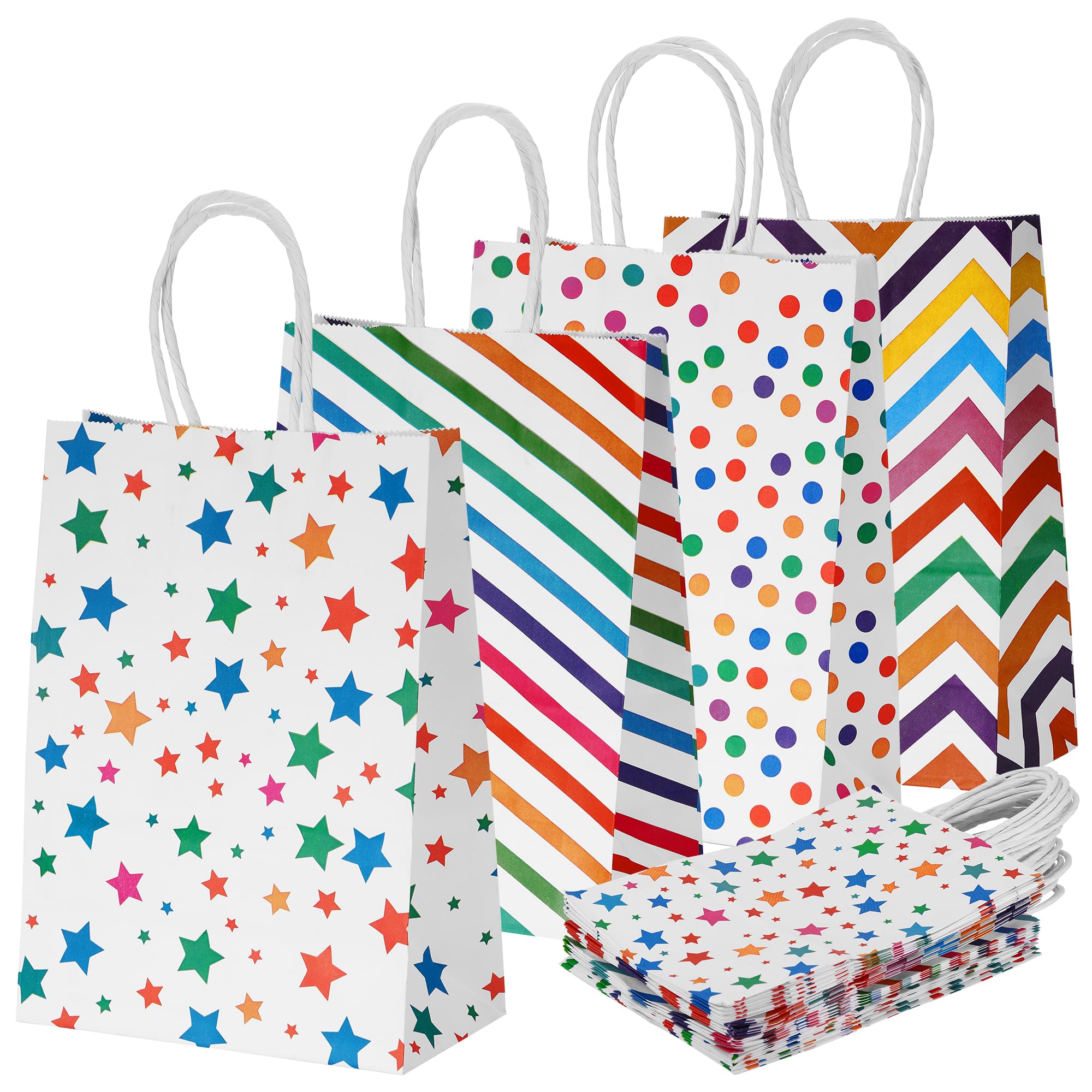 JIANTA Colourful Paper Gift Bags with Handles, 20 Pcs