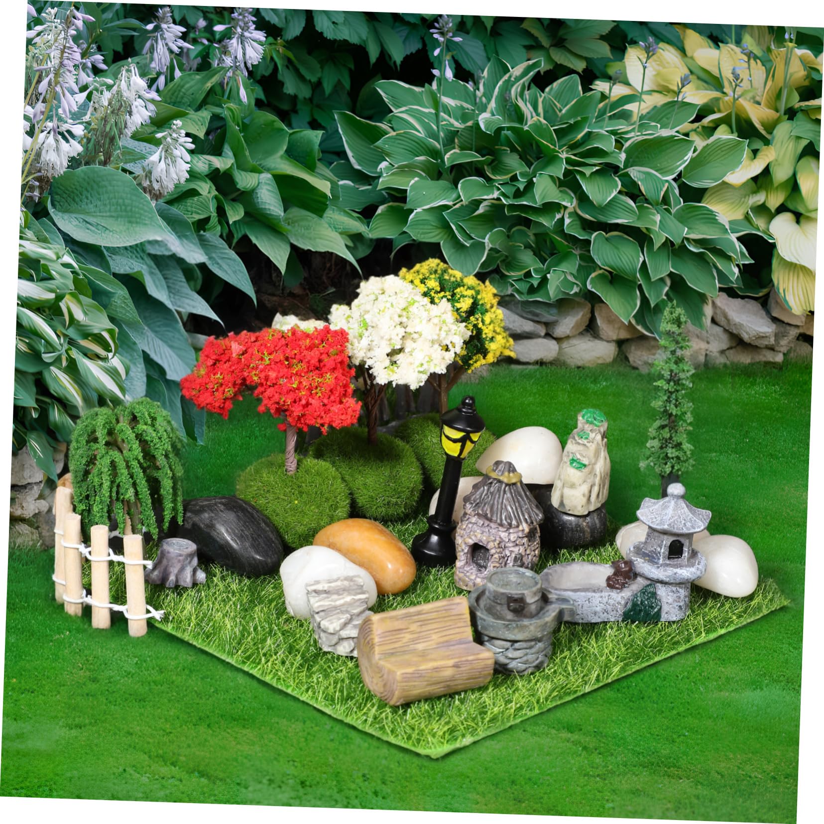 BESPORTBLE 4zestawy Miniaturowych Akcesoriów Do Ogrodu Wrzośca Elementów Plastikowe Dekoracje Do Terrarium Miniaturowe Drzewka i Kamienie Urokliwych Krajobrazów