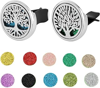 2 Pack 30mm Car Diffuser Vent Clips Life Tree Clip with 20 Shiny Felt Pads Essential Oil Fragrance for and Home