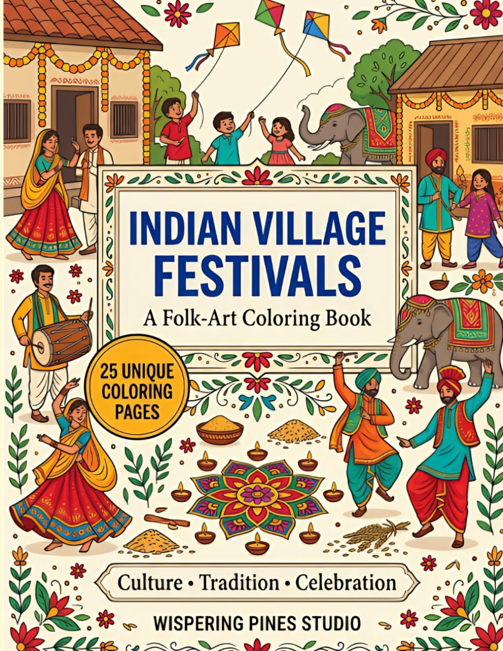 INDIAN VILLAGE FESTIVALS: A Folk-Art Coloring Book