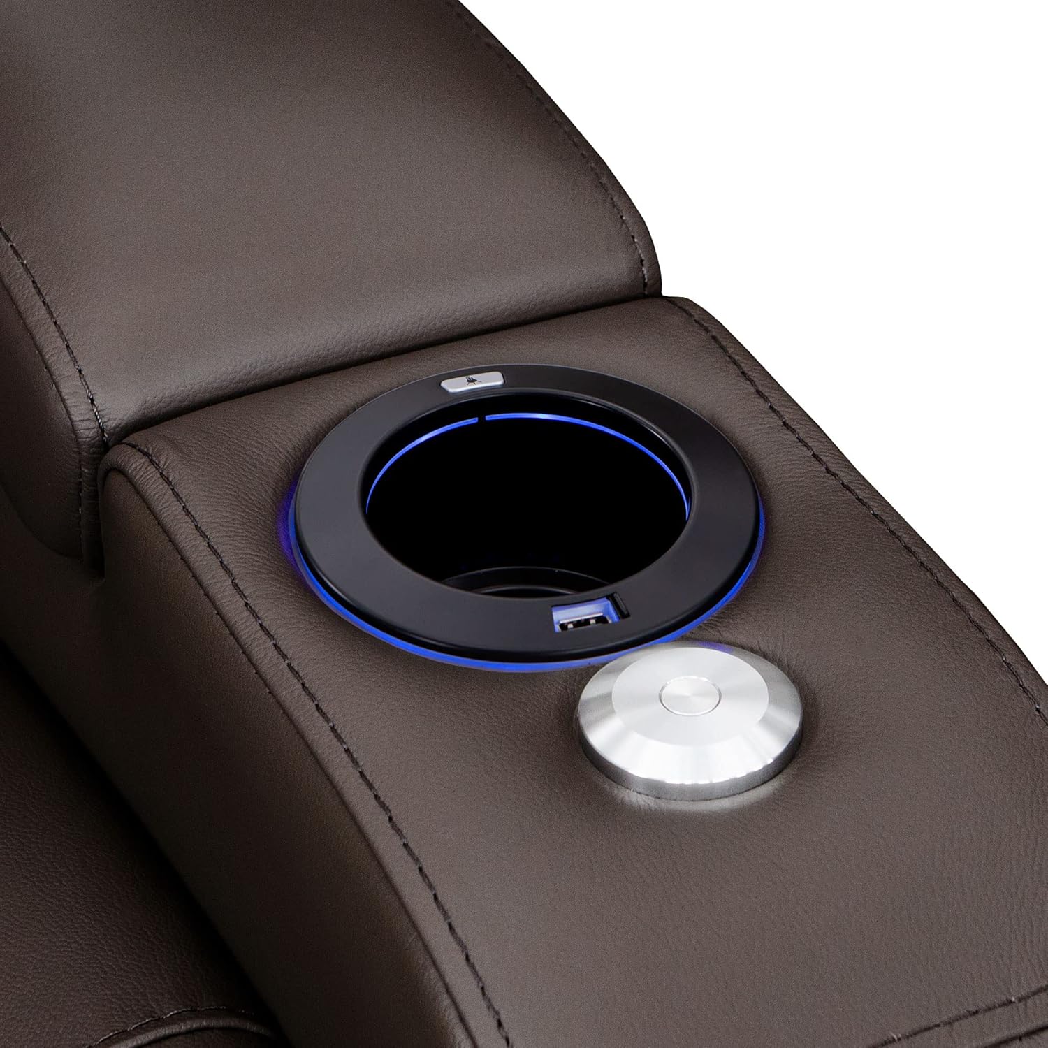 Seatcraft Virtuoso Home Theater Seating, Living Room, Heat & Massage, Powered Headrest, Powered Lumbar, Italian Leather, Powered Recline, Row of 2, Brown