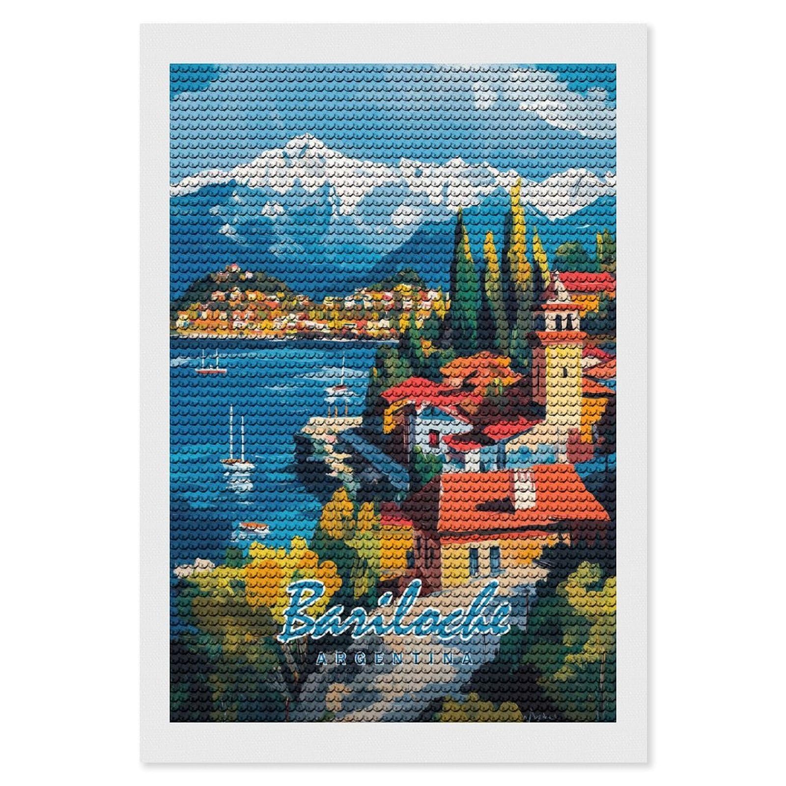 Junmoney Bariloche, Argentina Painting Diamond Painting Canvas Set 8"x12", for Adults, Sparkling Round Gems, Thoughtful Handmade Gift, Modern Decor