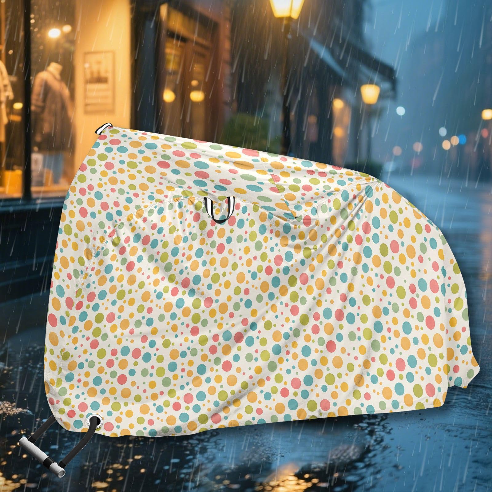 Copertura impermeabile per moto da esterno a pois colorati