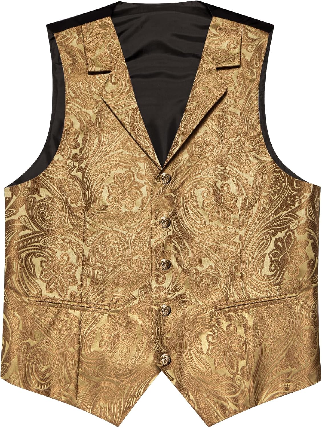 Barry.Wang Mens Silk Lapel/Shawl Collar Vest Tie Sleeve Holder Set Formal/Casual Paisley Vests Wedding Tuxedo Waistcoat - Image 5