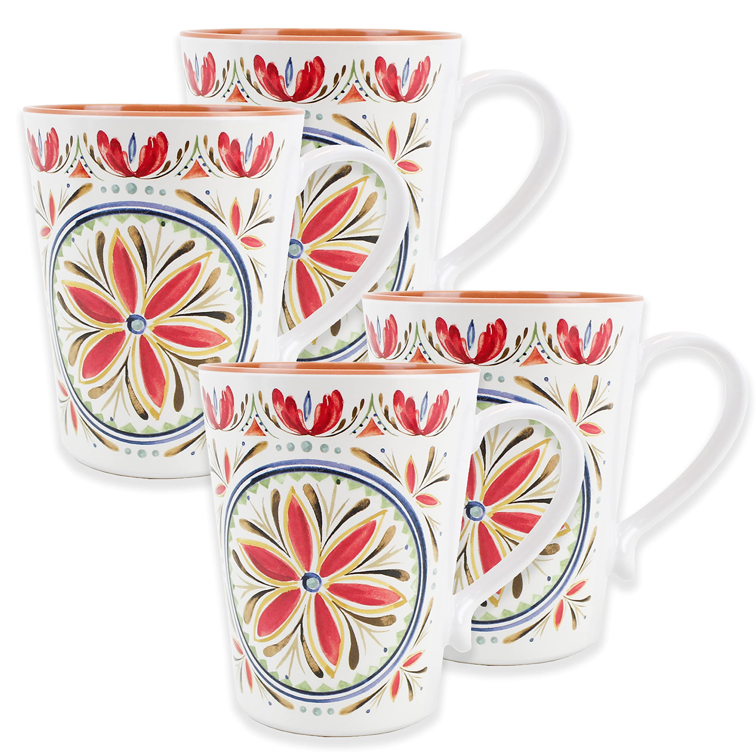 Purely Home Mediterranean - Outdoor/Camping/Picnic - Melamine/Plastic Mugs (4)
