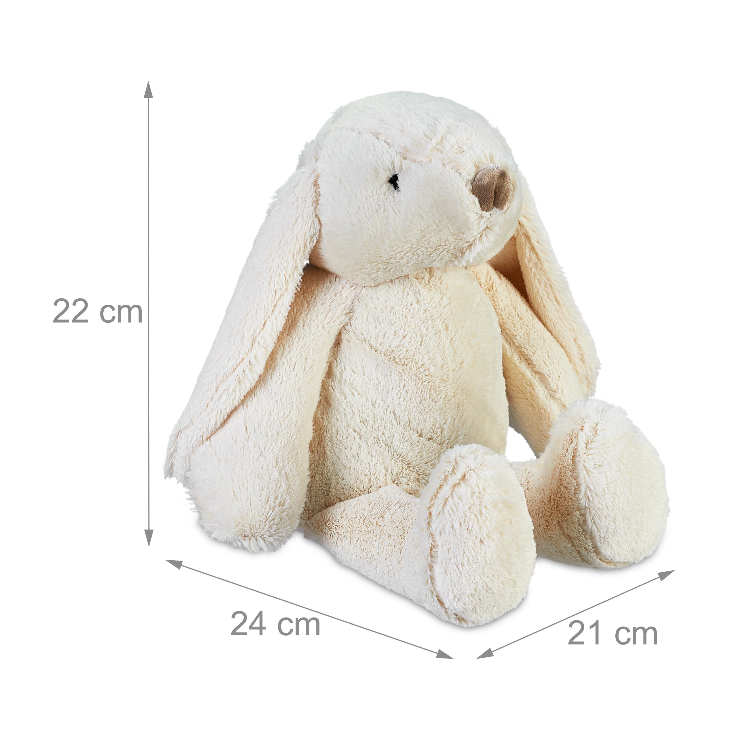 Relaxdays Stoper do drzwi zając, miękki materiał, piasek, na podłogę, ciężki, dekoracyjny odbojnik drzwiowy, zwierzę, wys. x gł.: 22 x 21 x 24 cm, wewnątrz, kremowy
