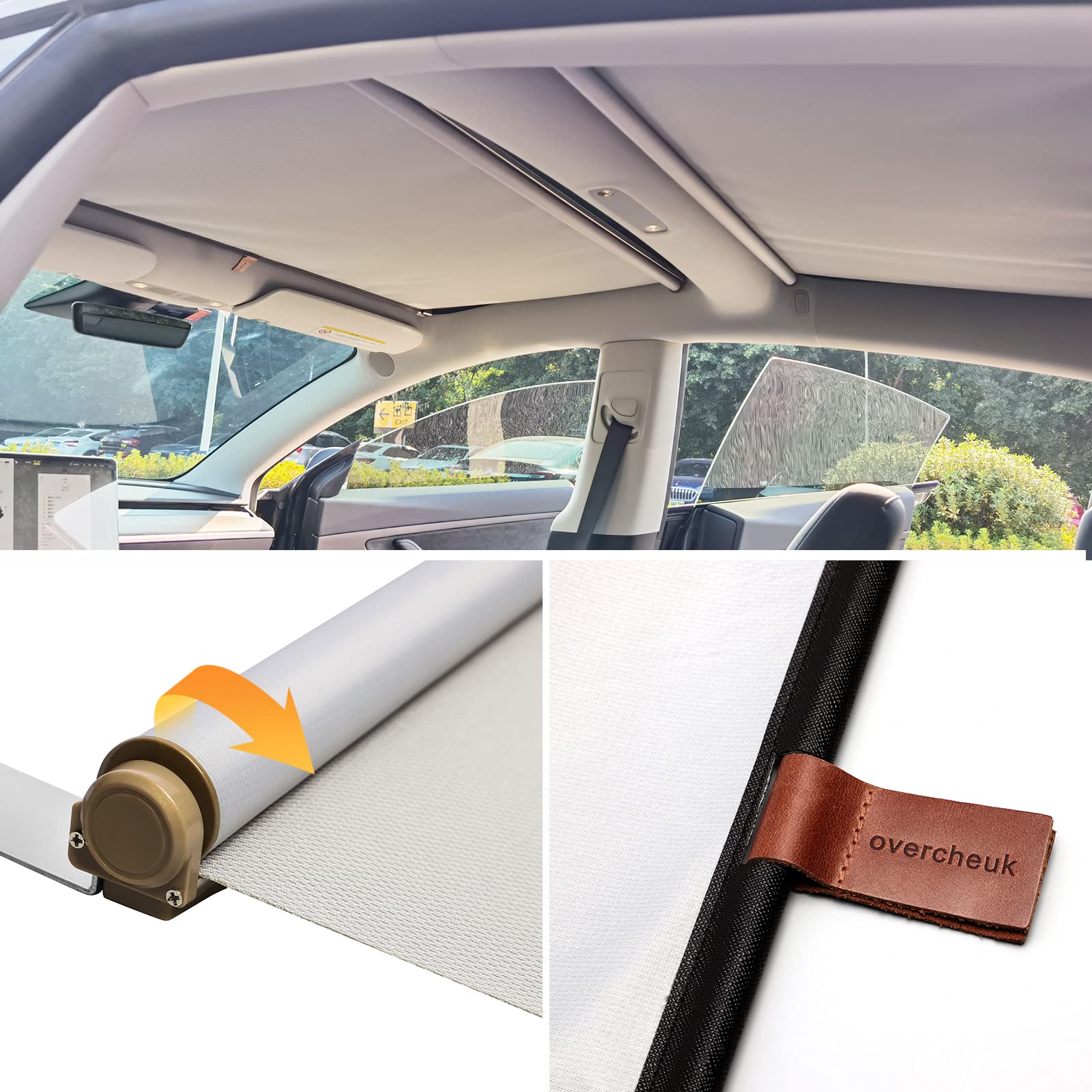 Amazon | Overcheuk Tesla Model3 サンルーフ格納式サンシェード 