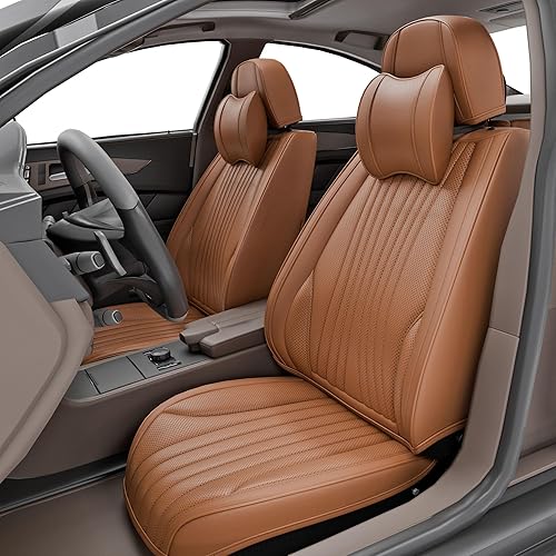 Juego completo de 5 fundas de asiento delantero y trasero de automóvil, de piel de napa impermeable, con reposacabezas, universal, para sedanes,