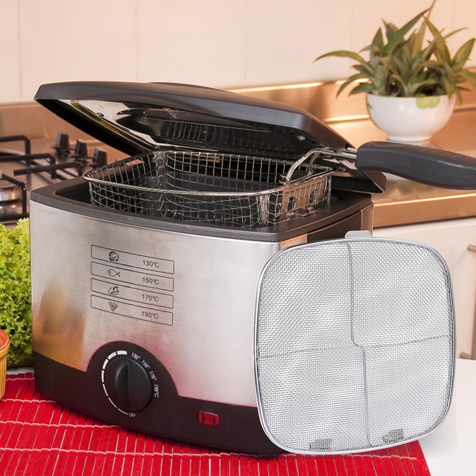 HOLIDYOYO Anti-vet Spatscherm Voor Airfryer Roestvrijstalen Splatter Mesh Voor Vet Soepbescherming Keukengerei Voor Thuis Restaurant Hotelgebruik