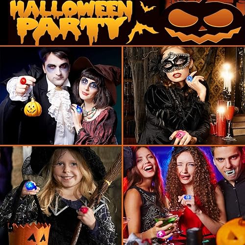 Miniatura 7 de Anillo de luz LED de Halloween para niños y adultos, anillo de dedo flash para cumpleaños, Halloween, fiesta, juguete suave parpadeante, goma,