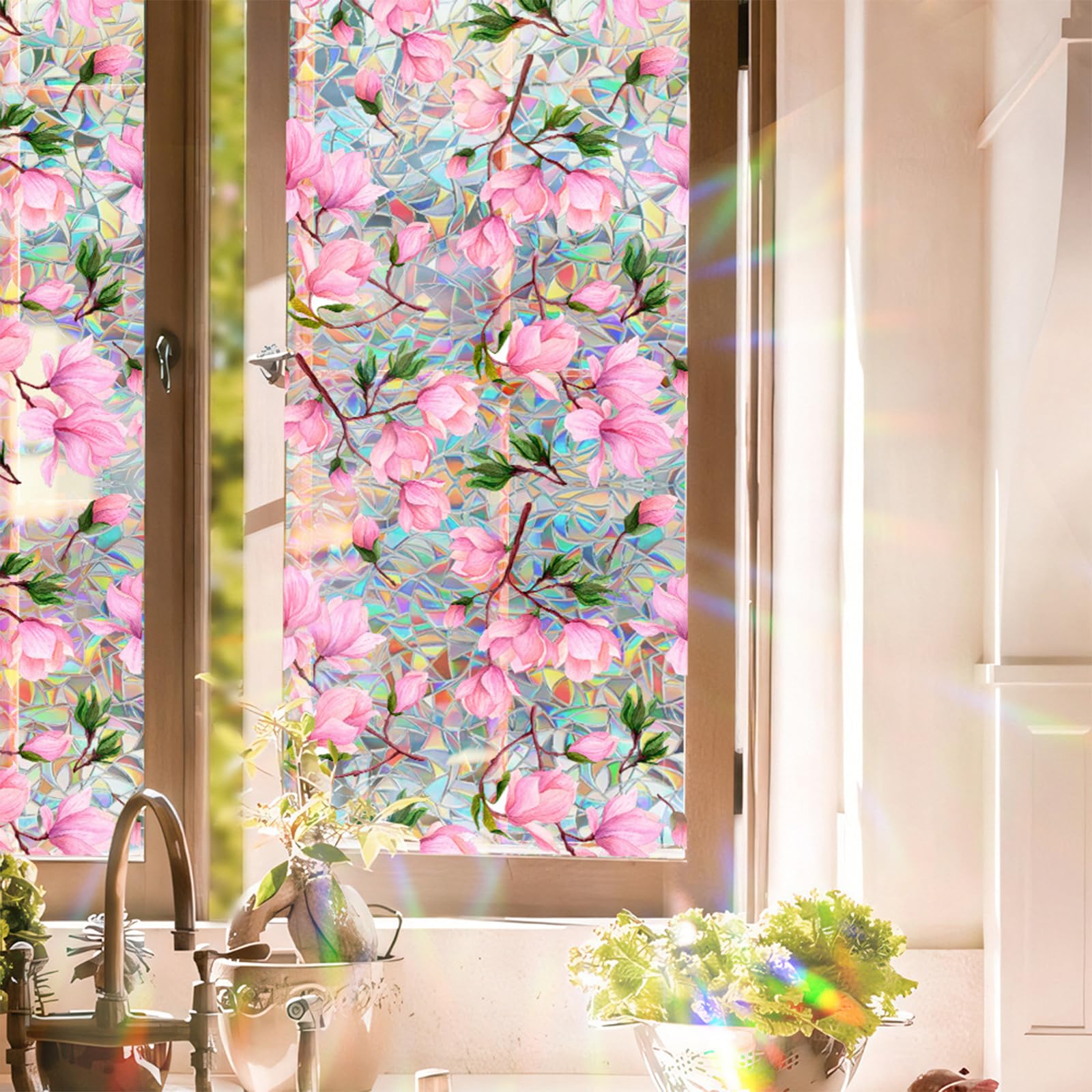 Amazon.com: WBQMUNY Window Privacy Film,Magnolia Stained Glass 