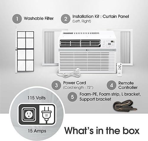 Vista 98 de LG Aire acondicionado de ventana de 10000 BTU [2023] Control remoto con aplicación WiFi, filtro ultra silencioso, lavable, enfría 450 pies cuadrados