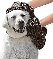 Soggy Doggy Super Shammy Microfiber Chenille Dog Towel - Ultra Absorbent 7x Water, Fast Drying Hand Pockets for Paws, 31x14 Inch