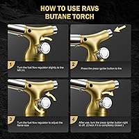Vista 9 de RAVS Encendedor Antorcha de Butano con Diseño de Cobre Sólido, Encendedor Antorcha de Cocina con Llama Ajustable, Soplete Recargable para Crème