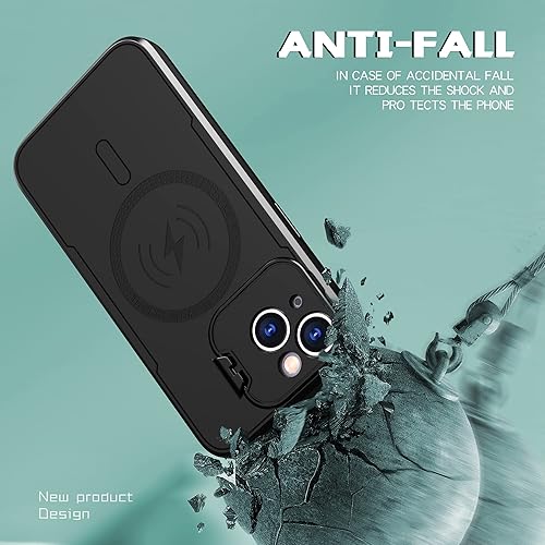 Miniatura 7 de Asuwish Funda de teléfono para iPhone 15 de 6.1 pulgadas con protector de pantalla de vidrio templado Magsafe y soporte delgado, accesorios móviles