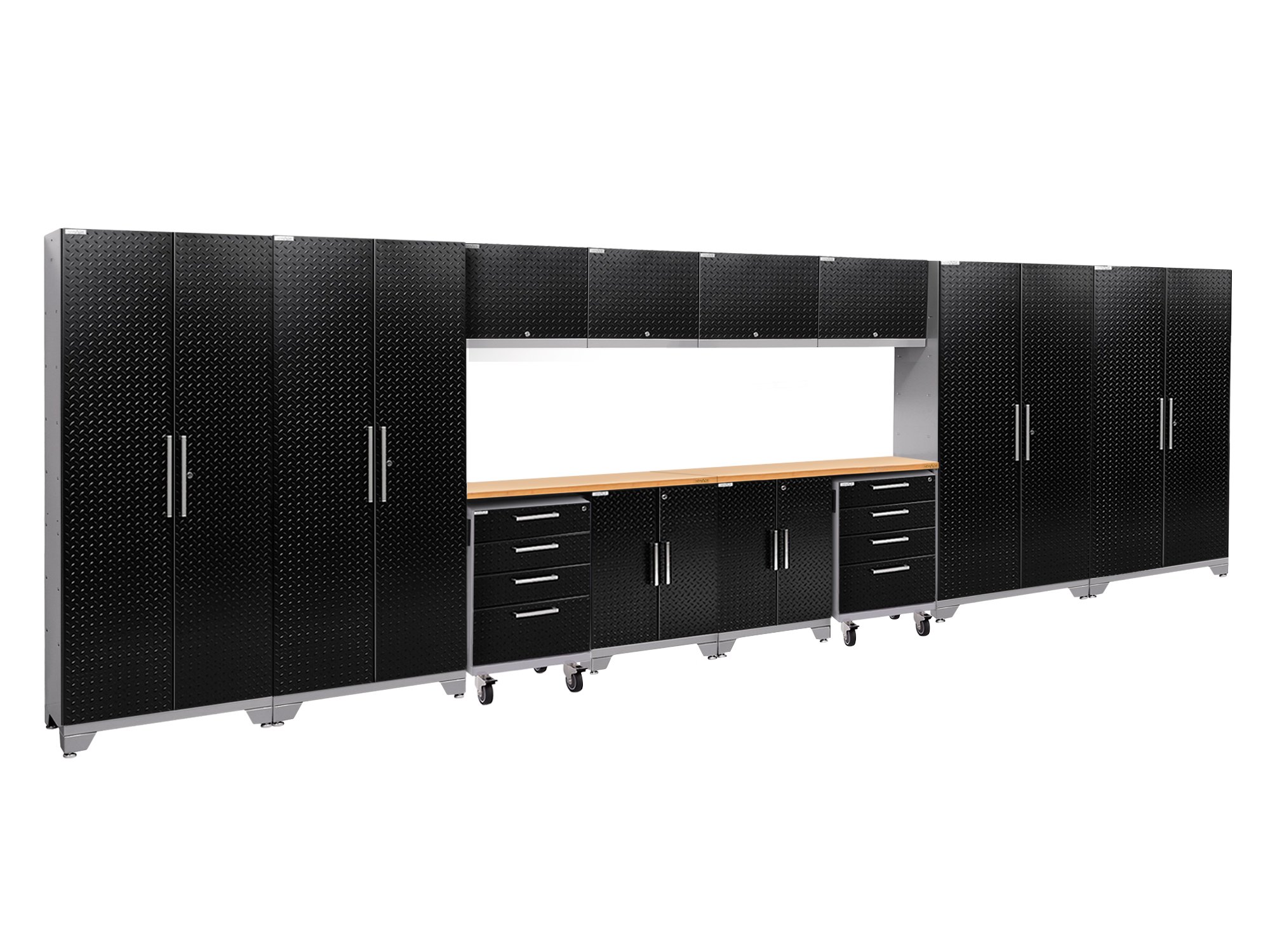 NewAge Products Performance 2.0 Diamond Plate Black 14 Piece Set, Garage Cabinets, 55688
