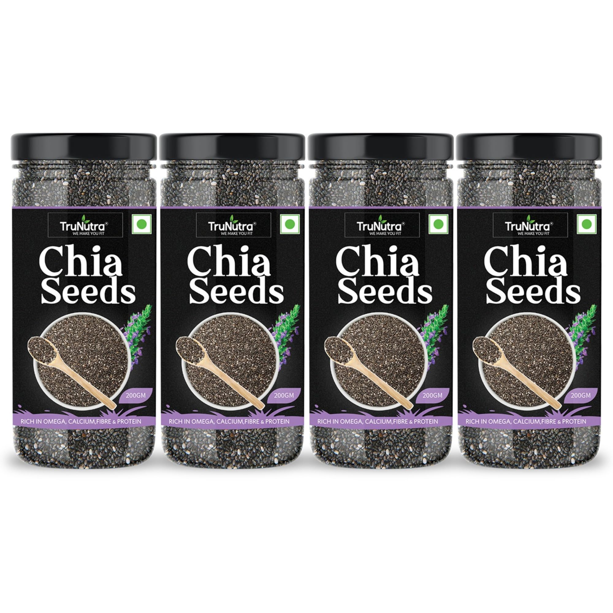 TruNutra -Chia Seeds- 800gm | Natural Chia Seeds for Weight Manage | Zinc & Omega-3 Rich Raw Diet Seed | Chia Seeds For Eating | Non-GMO Seeds 200g Pack of 4 (B0BZVPPKNJ) Amazon Price History, Amazon Price Tracker