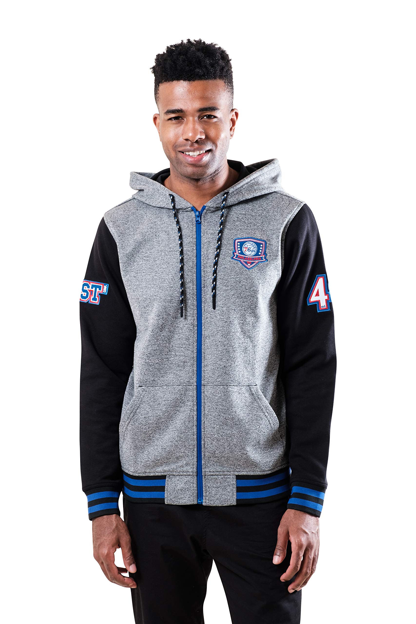 Ultra Game Men's Standard Full Zip Fleece Hoodie Letterman Varsity Jacket, Team Color, L