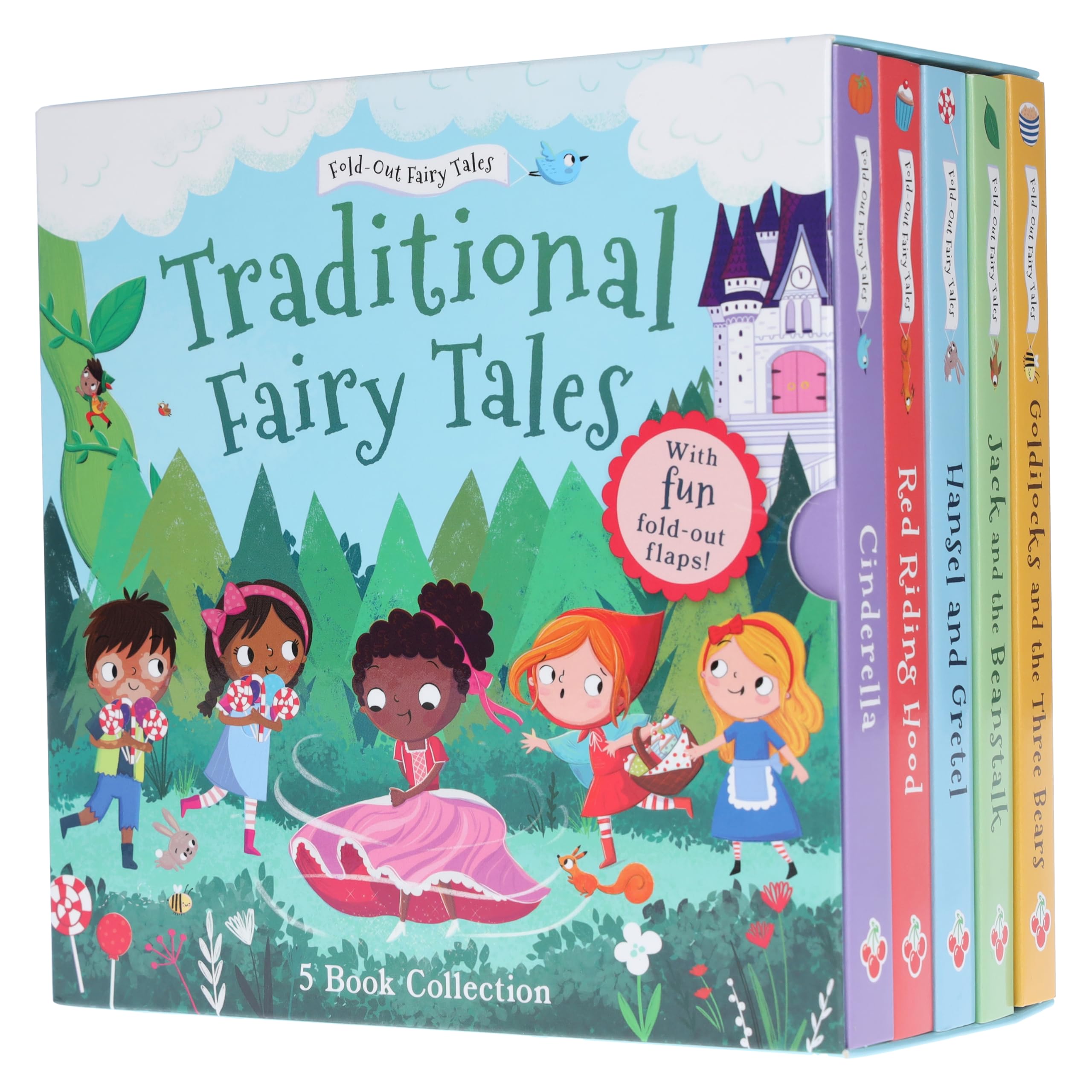 Traditional Fold Out Fairy Tales illustrated 5 Books Children’s Collection Box Set (Red Riding Hood, Cinderella, Goldilocks and the Three Bears, Hansel and Gretel & Jack and the Beanstalk)