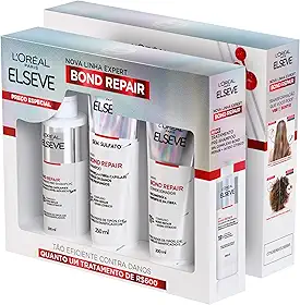 L'Oréal Paris Elseve Bond Repair Kit Tratamento Completo Reparação Molecular com Ácido Cítrico, Reconstrói Ligações e Devolve Força aos Cabelos Danificados (Pré-Shampoo + Shampoo + Condicionador)