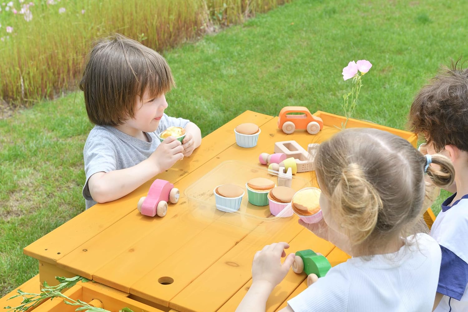 Avenlur Kids Wooden Sand Table - Sensory Play, Durable Pine Wood, Portable, Storage Shelf - Creative Outdoor Imaginative Play Set